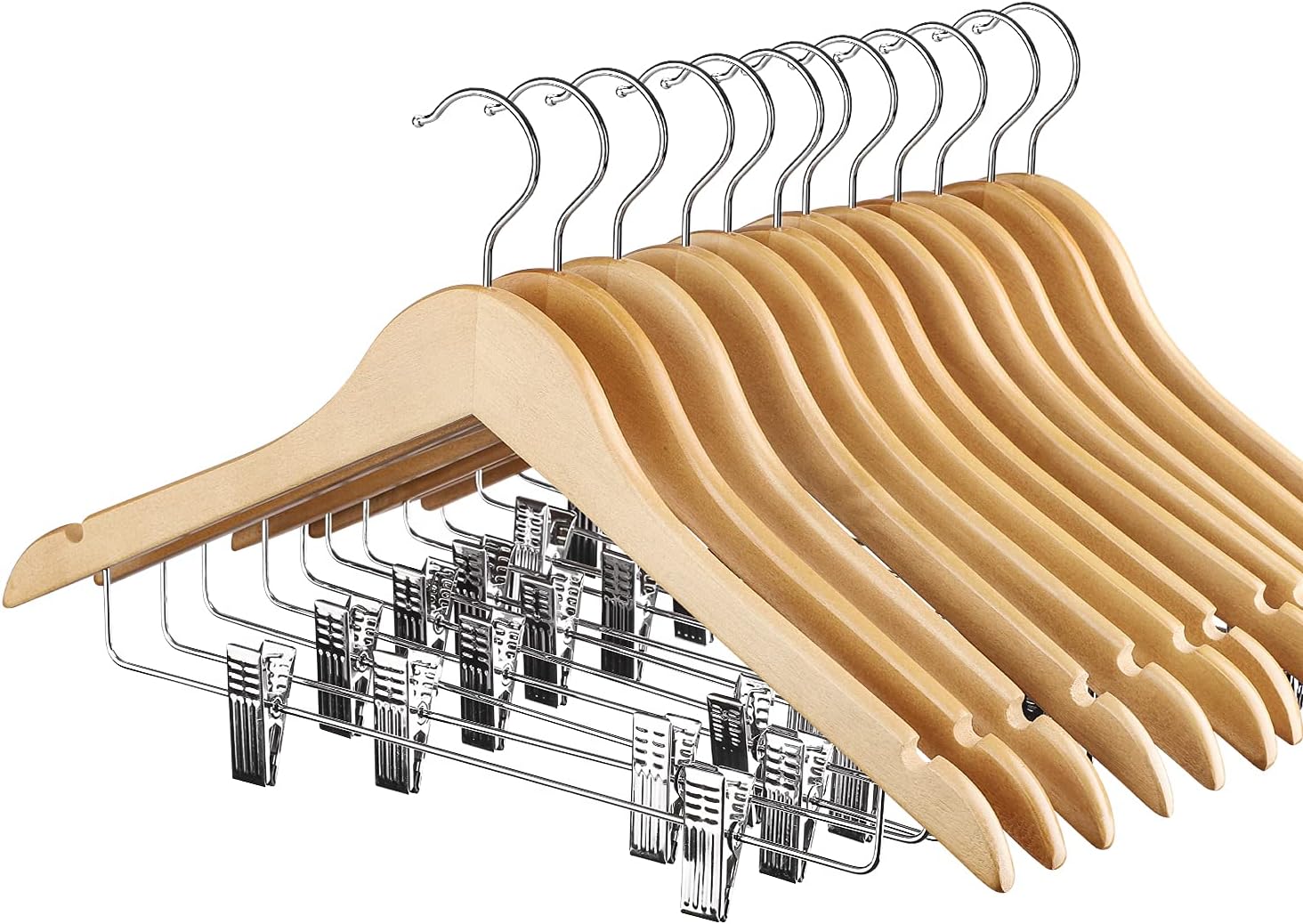 HOUSE DAY 12 Pack Wooden Hangers with Clips